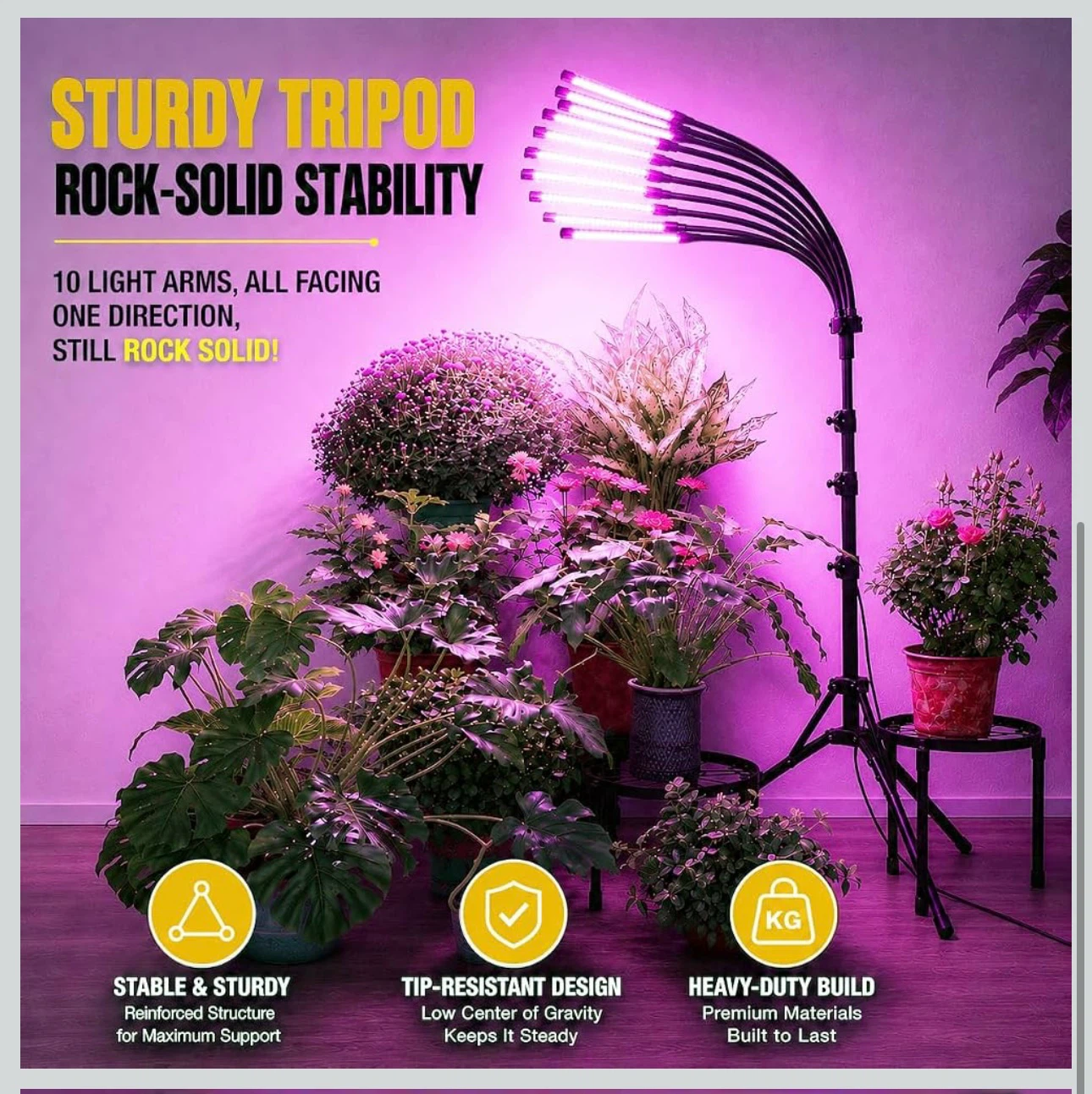 Grow Light with 10 Heads and Tripod Stand - photo 3