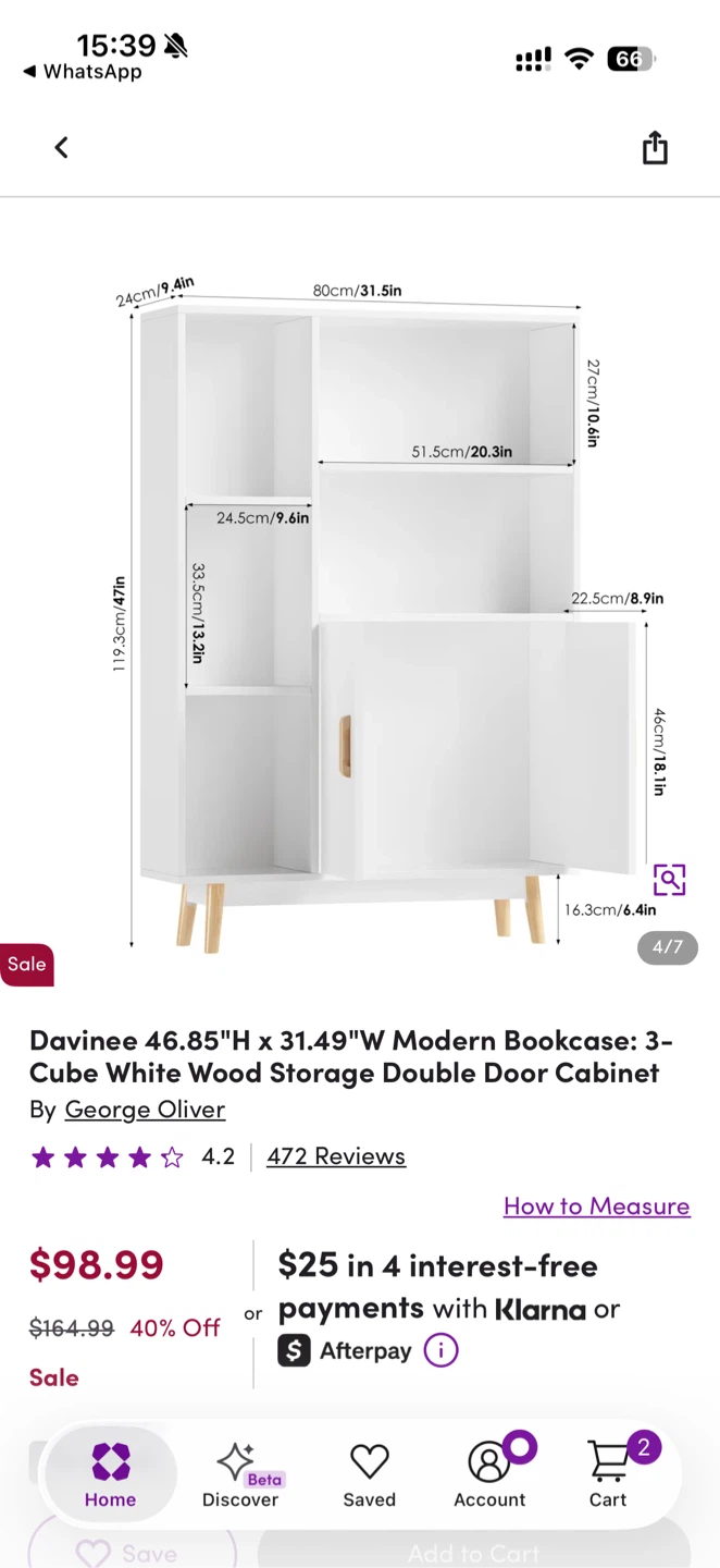George Oliver Davinee Modern Bookcase Storage Cabinet - photo 2