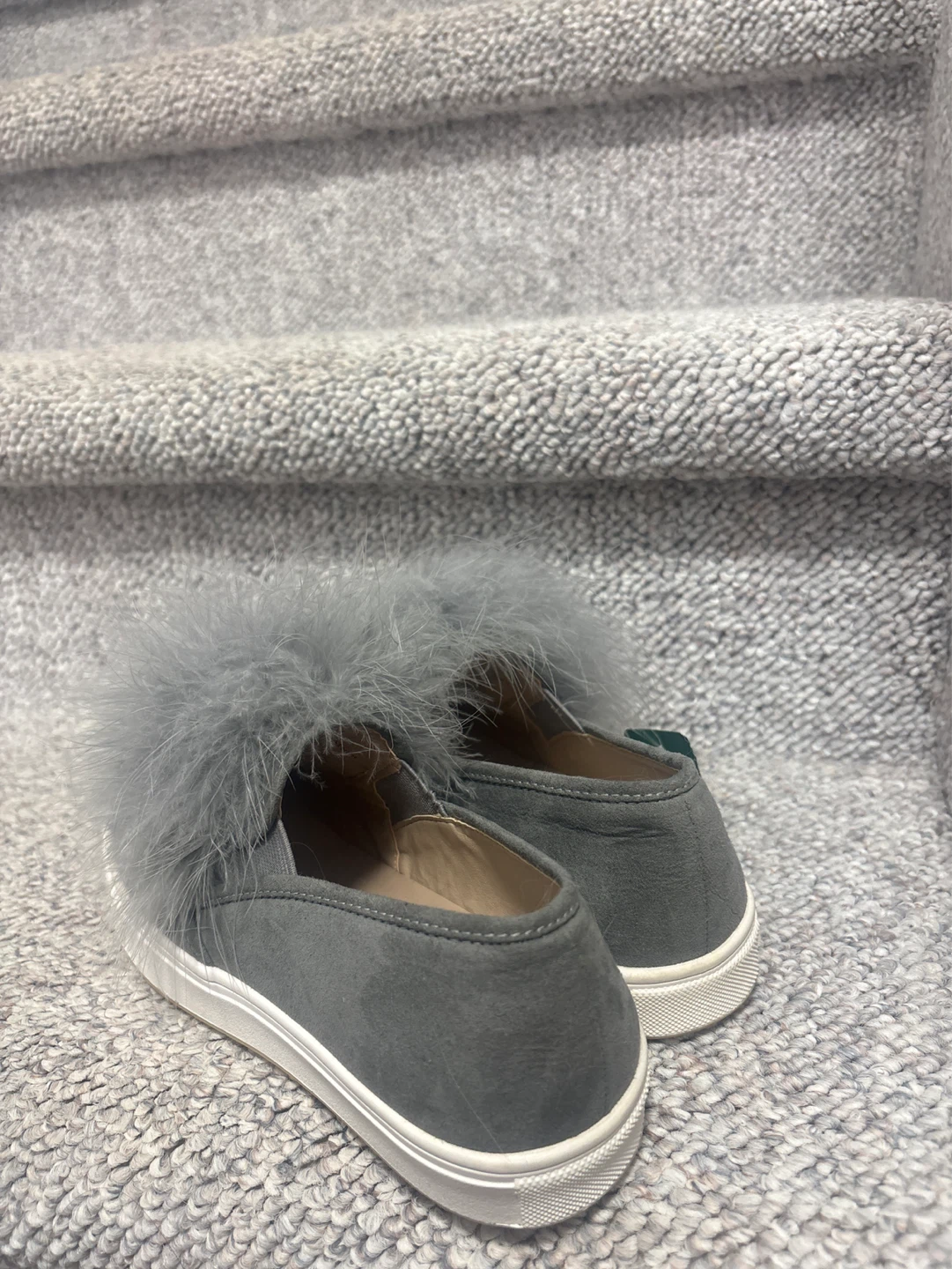 Grey Suede Slip-On Sneakers with Feather Detail - photo 2