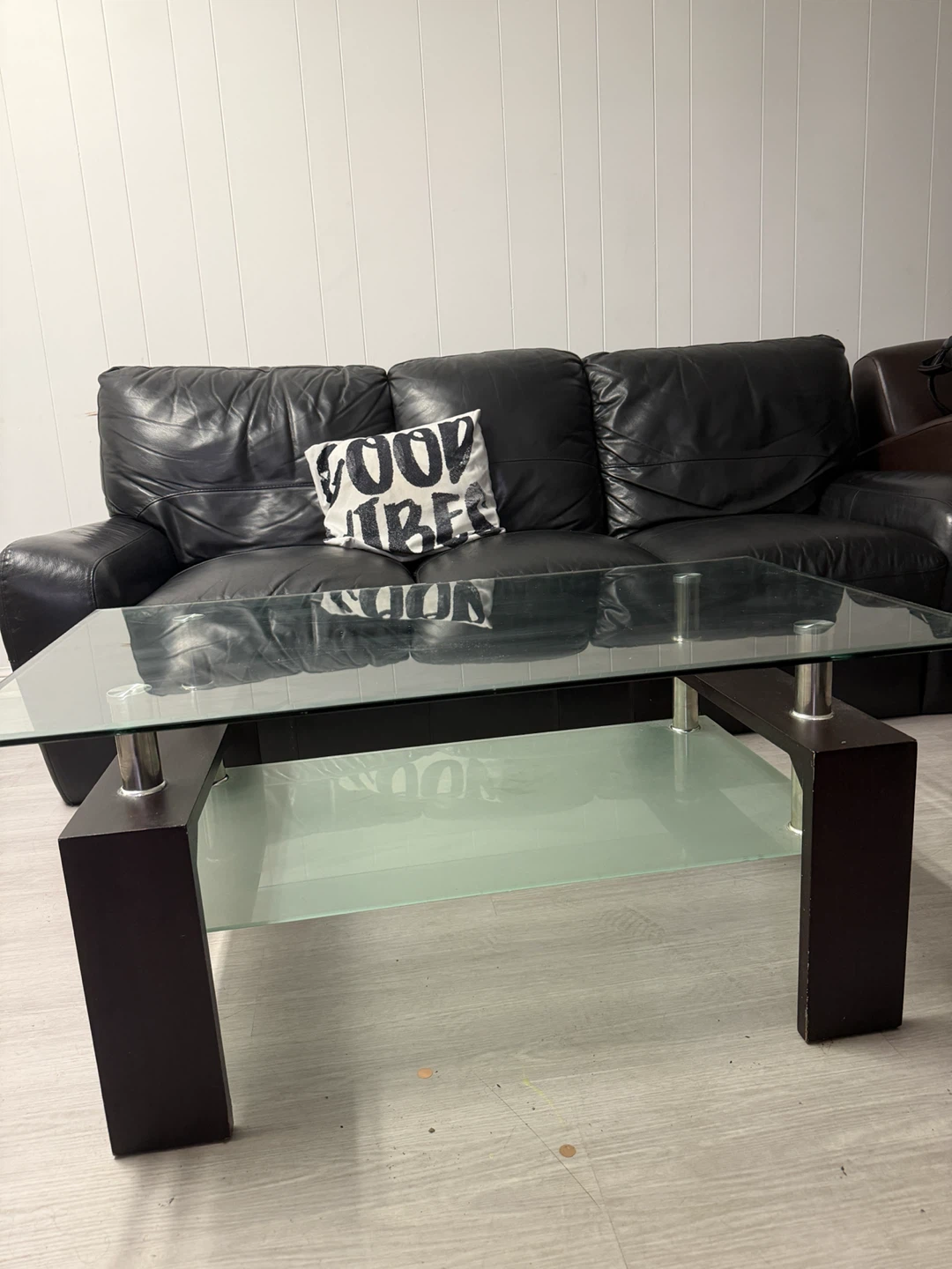Glass Top Coffee Table with Frosted Shelf
