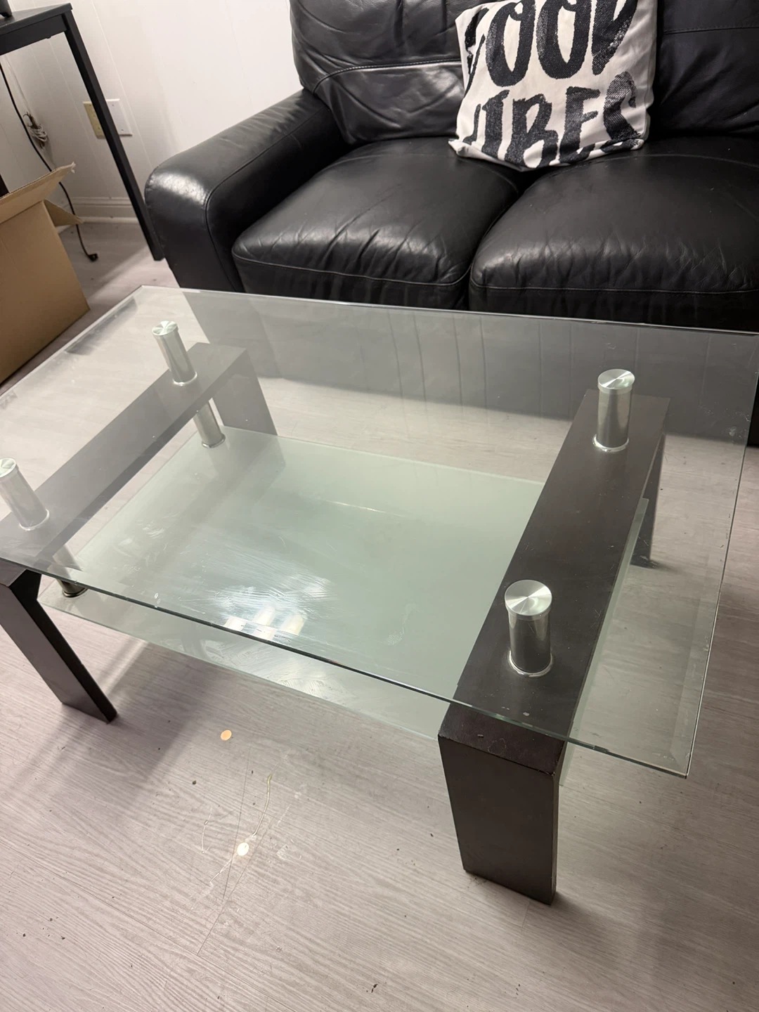 Glass Top Coffee Table with Frosted Shelf - photo 2