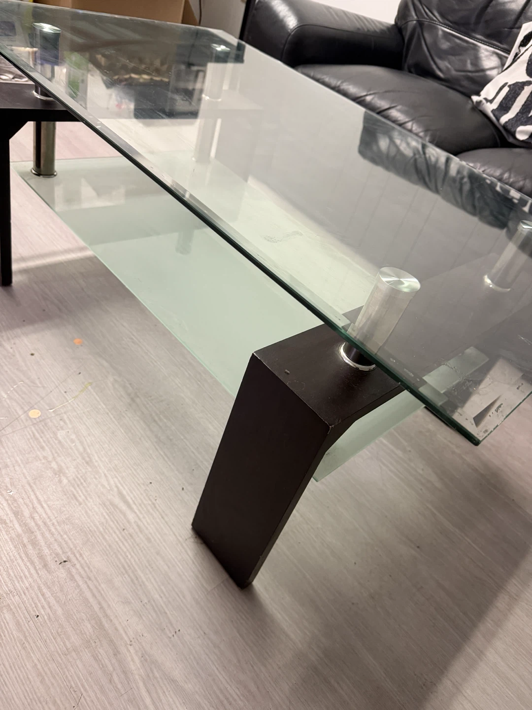 Glass Top Coffee Table with Frosted Shelf - photo 3