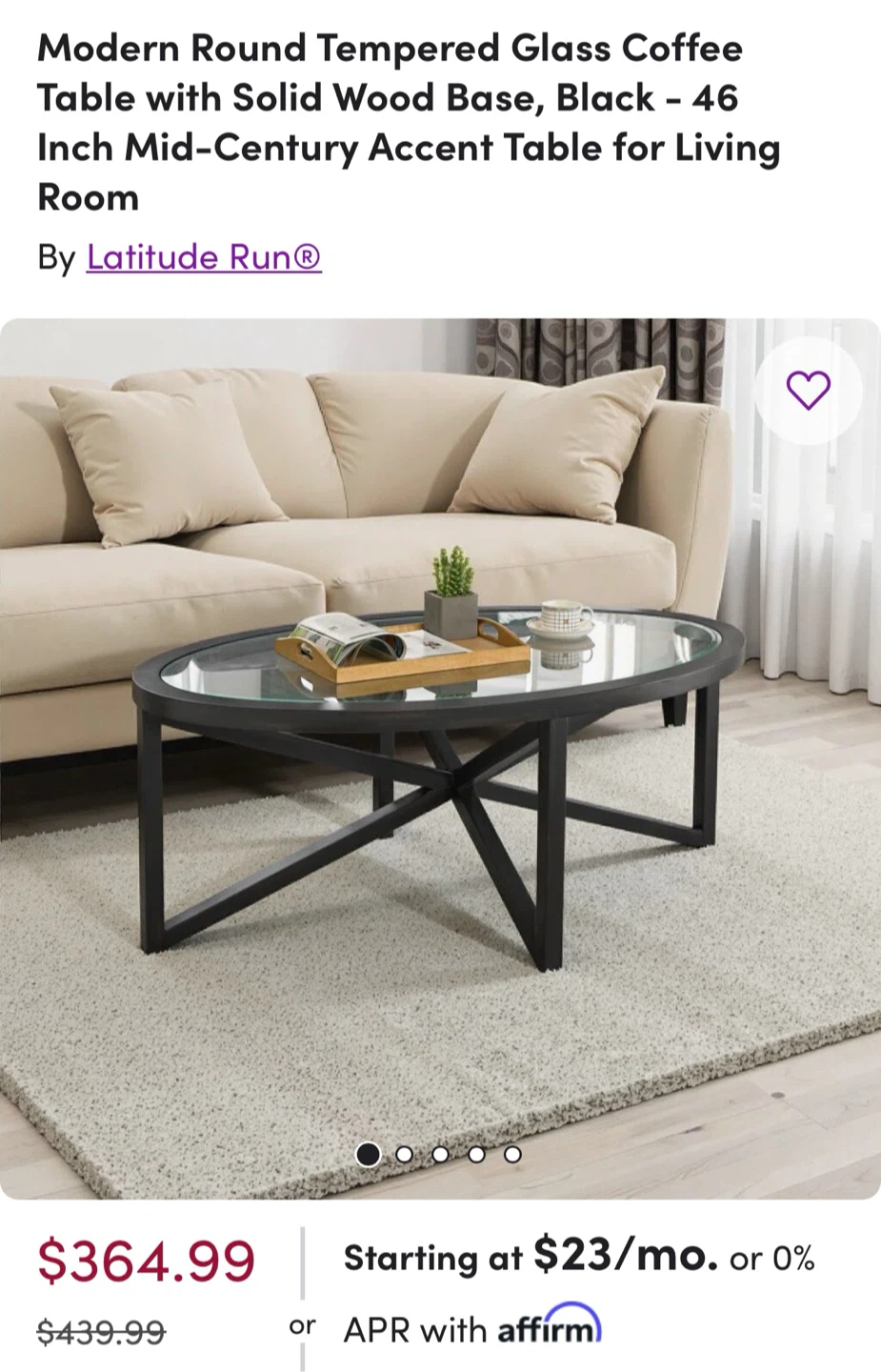 Modern Round Tempered Glass 46x28 inch// MOVING SALE//