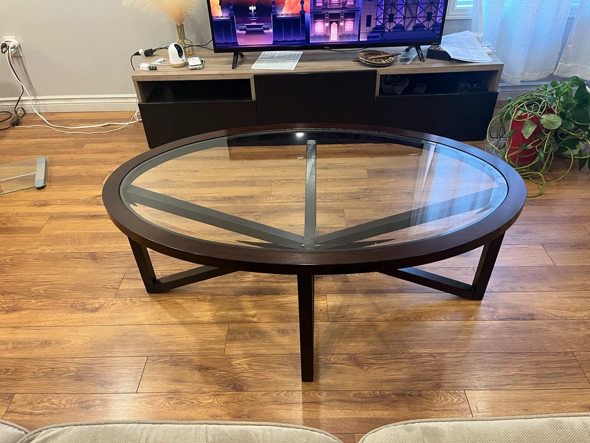Modern Round Tempered Glass 46x28 inch// MOVING SALE// - photo 3