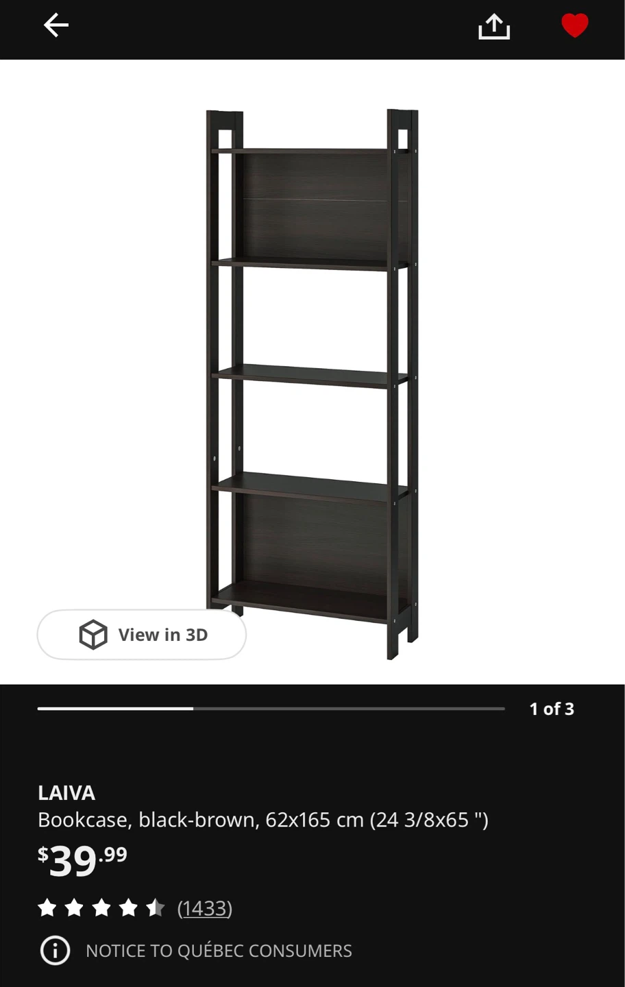 IKEA LAIVA Bookcase - Black-Brown - photo 2