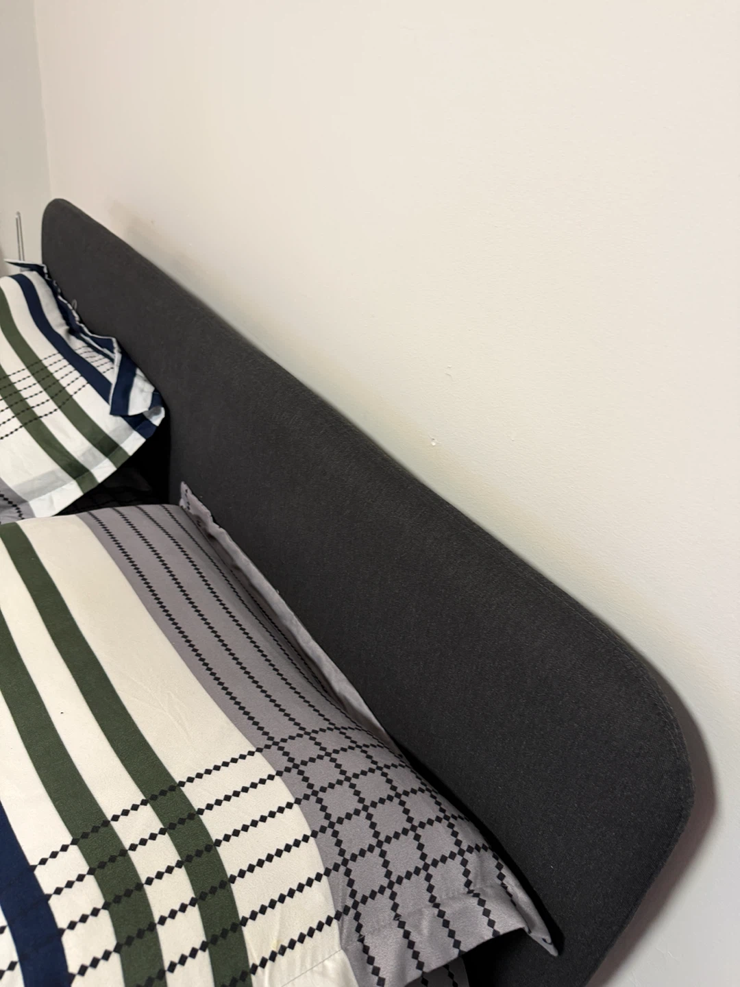 IKEA Black Upholstered Queen Bed Frame + amazon mattress - photo 2