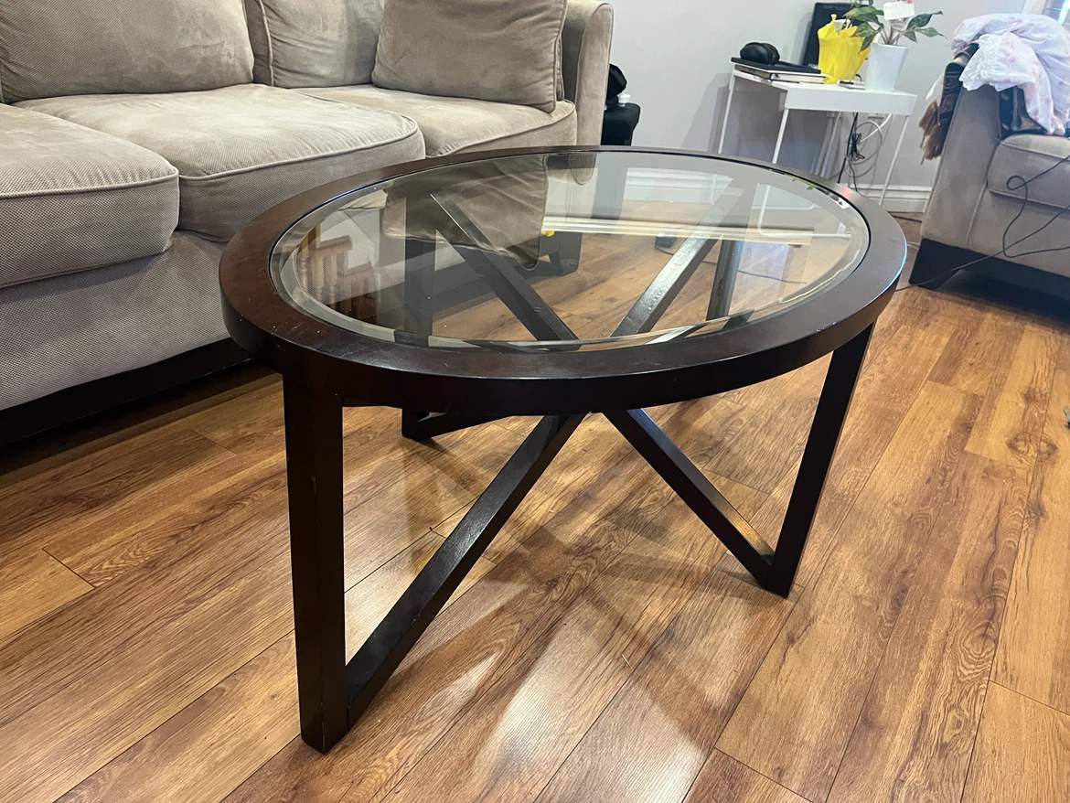 Modern Round Tempered Glass 46x28 inch// MOVING SALE// - photo 2