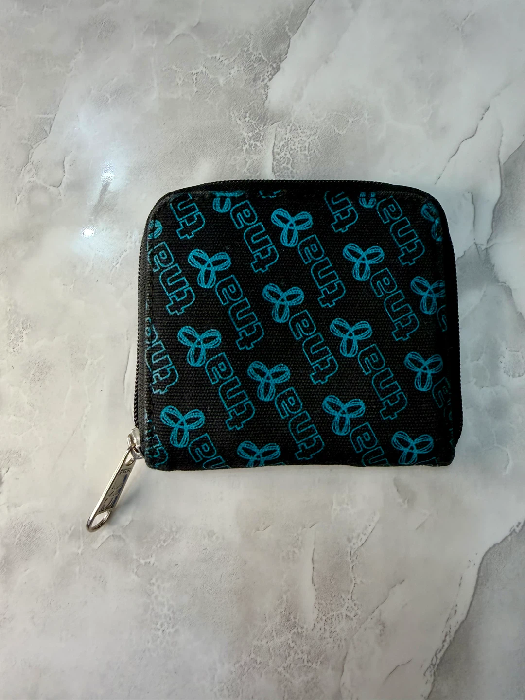 TNA Aritzia Canvas Zip-Around Wallet with Logo in Blue