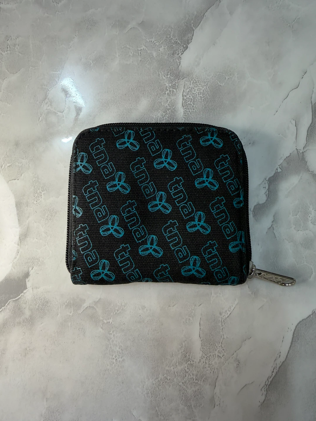 TNA Aritzia Canvas Zip-Around Wallet with Logo in Blue - photo 2