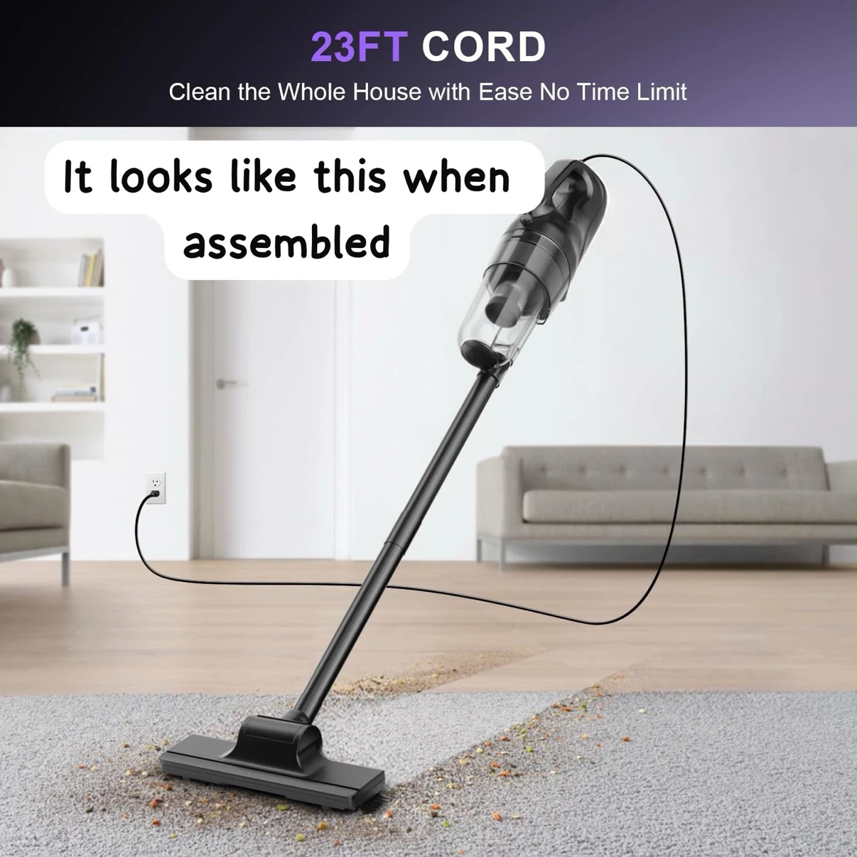 Lightweight Stick Vacuum Cleaner with 23ft Cord - photo 2