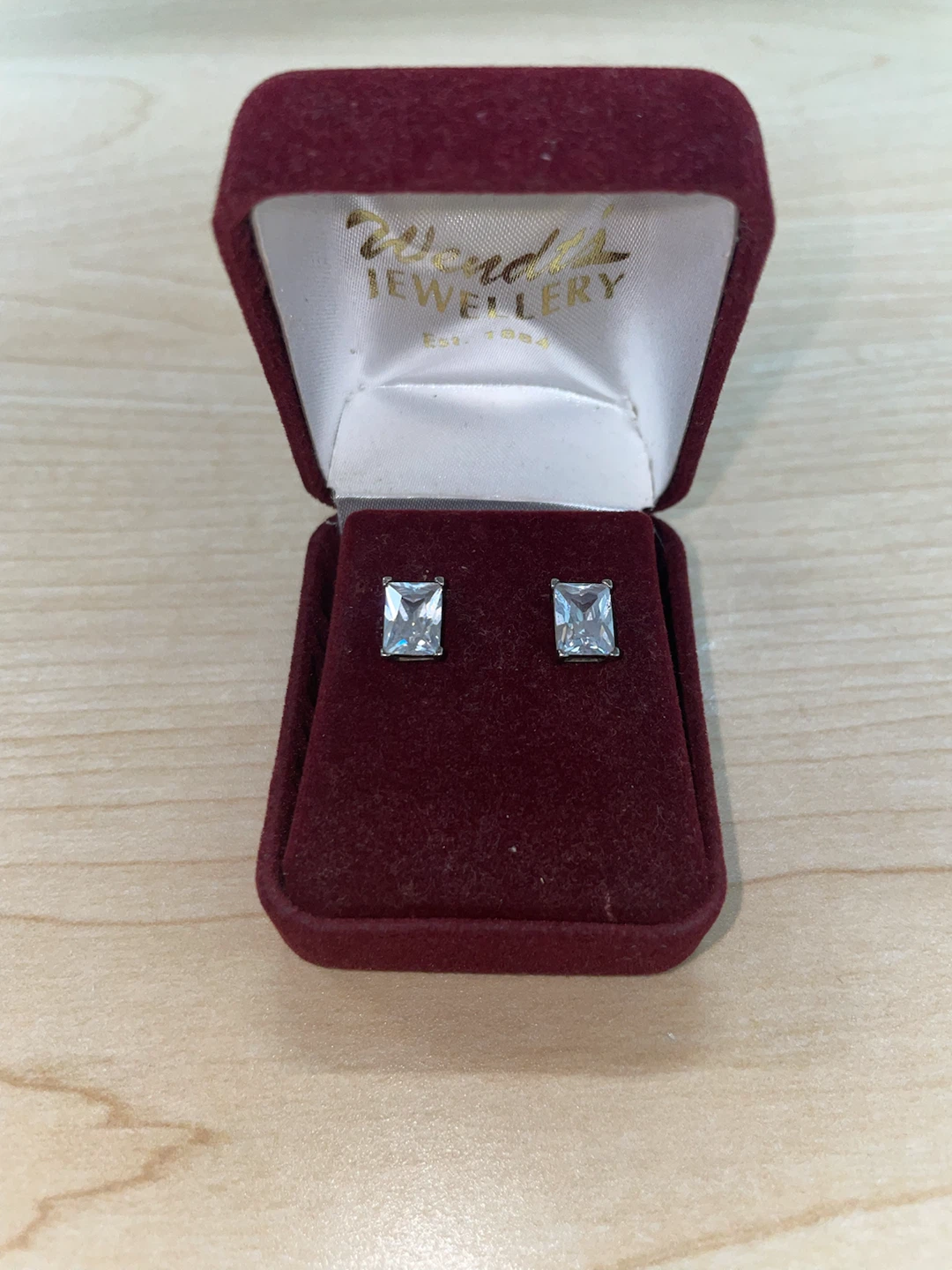 Emerald Cut Sterling Silver Stud Earrings