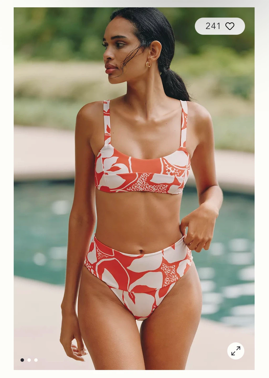 Anthropology Red & White Floral Bikini Set