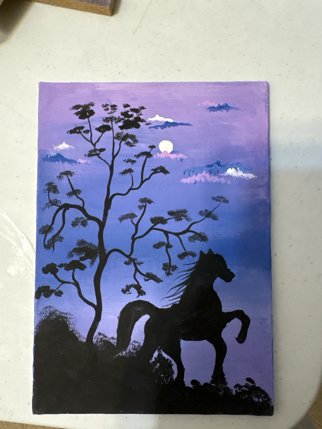 Acrylic Painting - Horse Silhouette