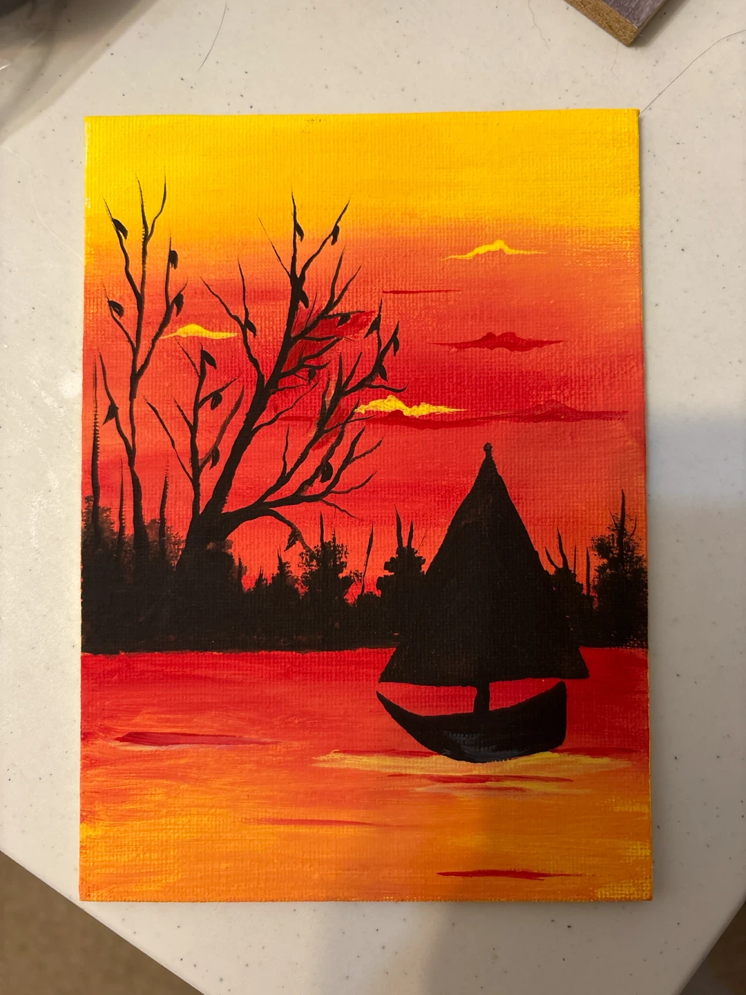Sunset Sailboat Acrylic Painting