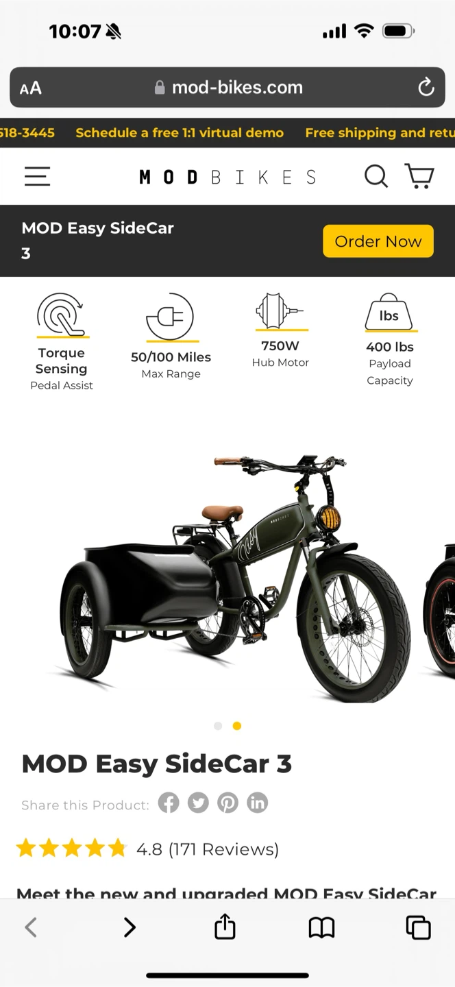 MOD Easy SideCar 3 Electric Bike - photo 2