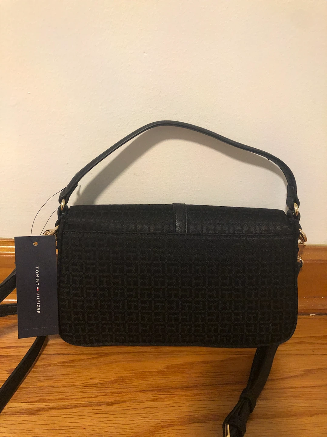 Tommy Hilfiger Black Monogram Flap Crossbody Bag - photo 2