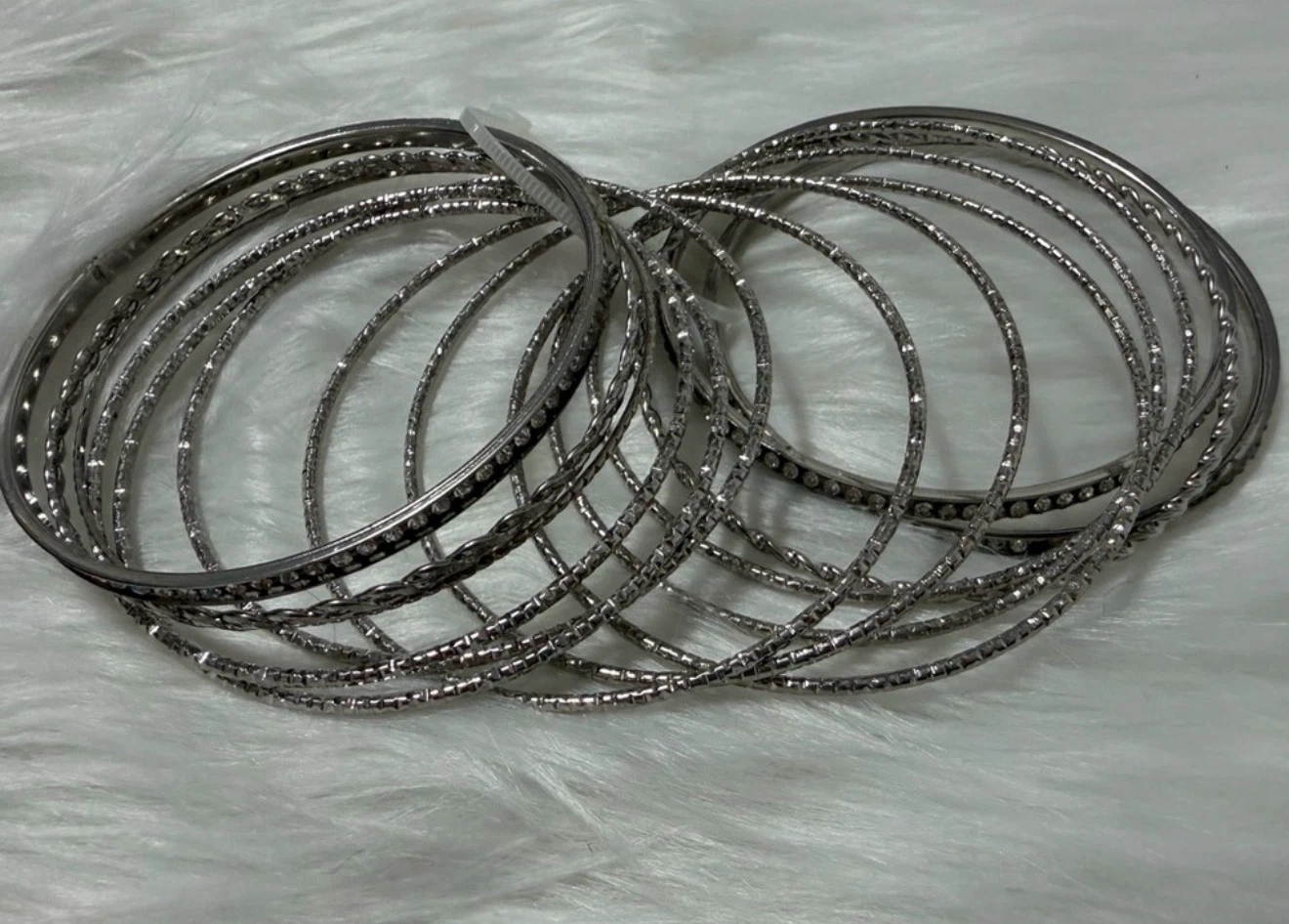 Silver Bangle Bracelet Set