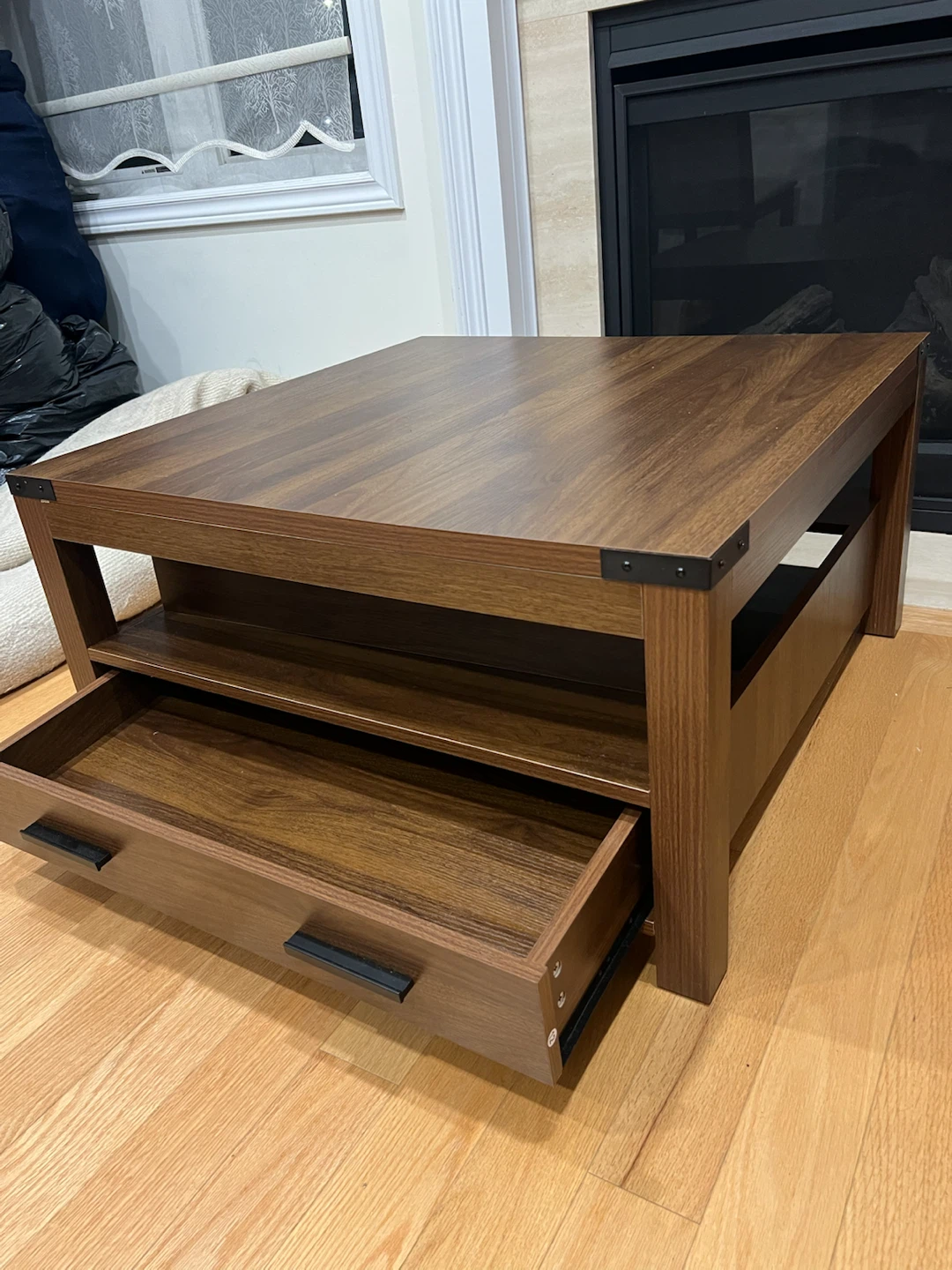 Dark Wood Coffee Table with Drawer