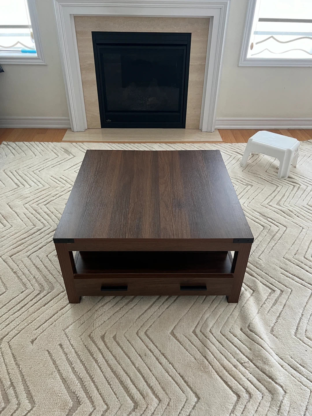 Dark Wood Coffee Table with Drawer - photo 2