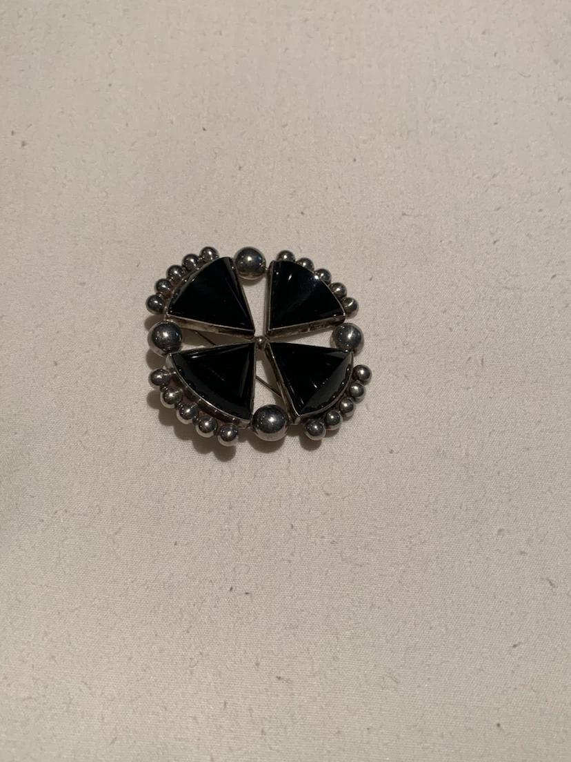 Silver and Black Brooch