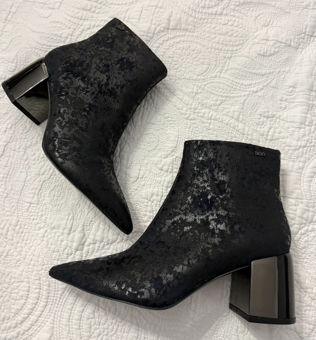 DKNY Black Ankle Boots with Block Heel