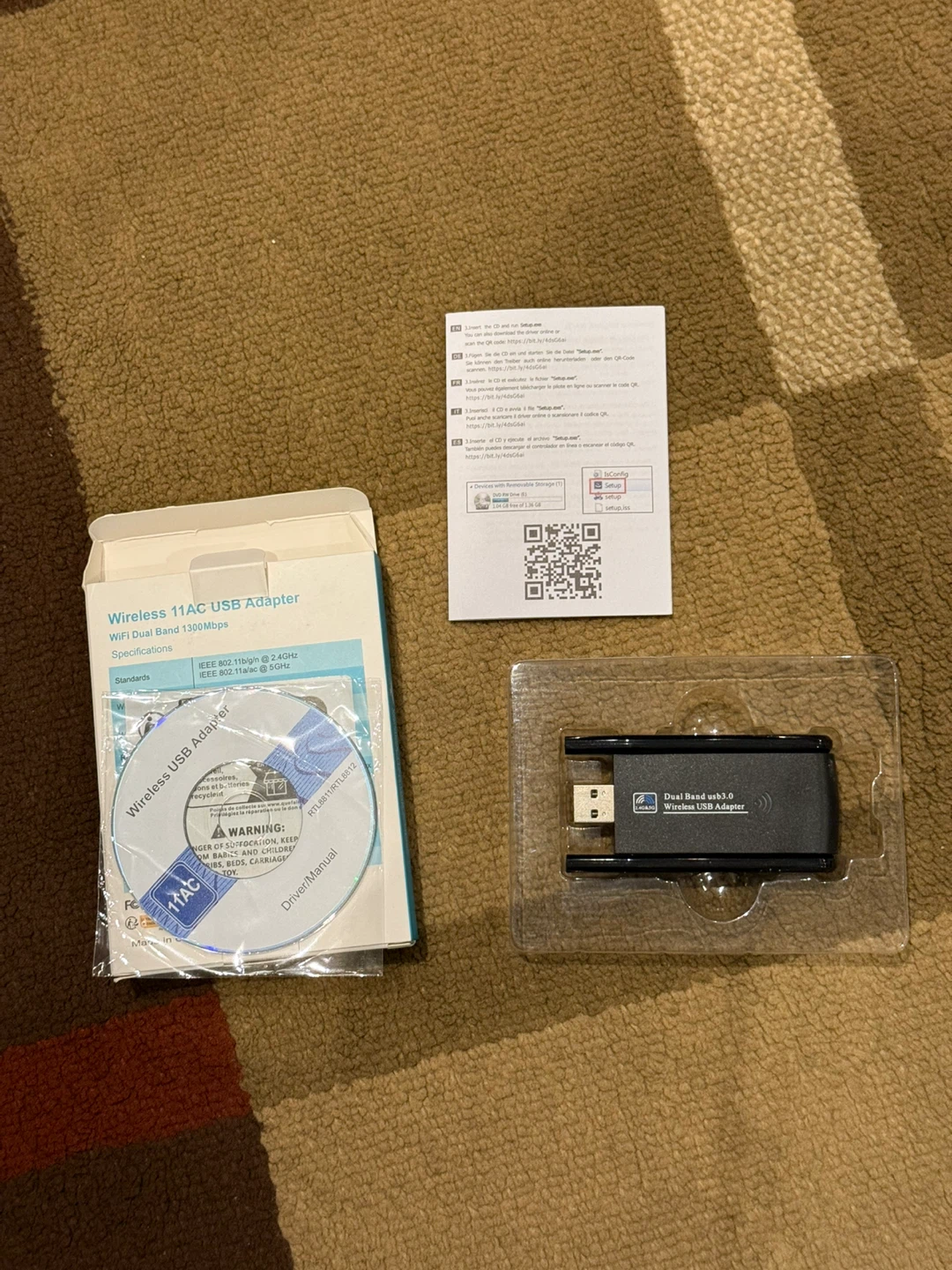 Wireless USB 3.0 Dual-Band AC1300 WiFi Adapter - New - photo 2