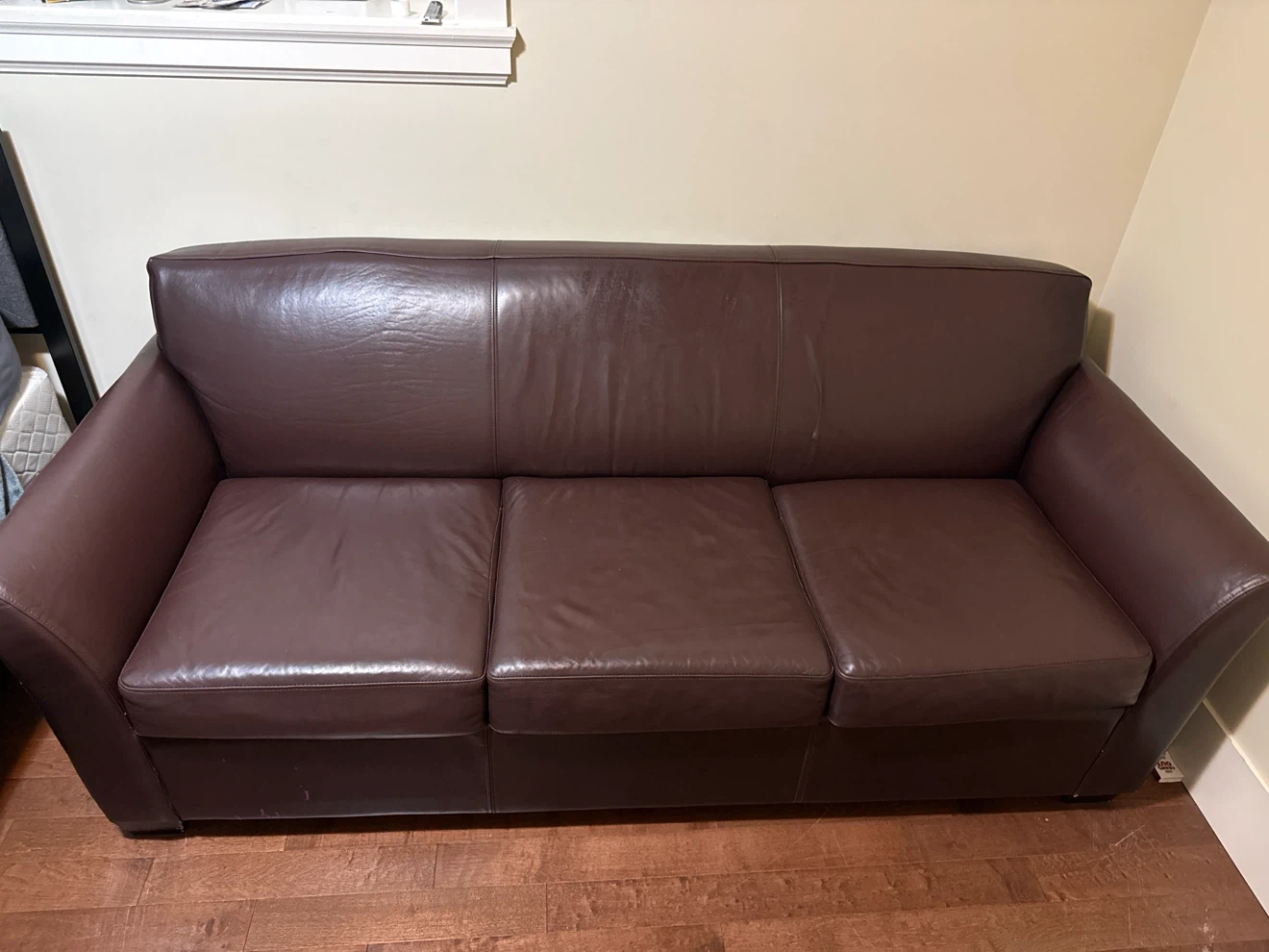 Brown Leather 3-Seater Sofa