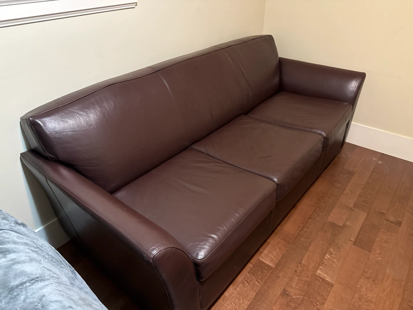 Brown Leather 3-Seater Sofa - photo 2