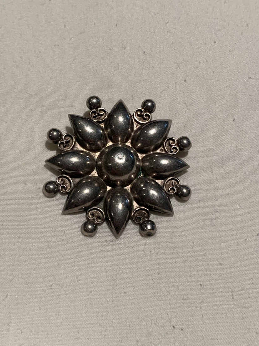Tobias Sterling Silver Floral Brooch Pin 1925