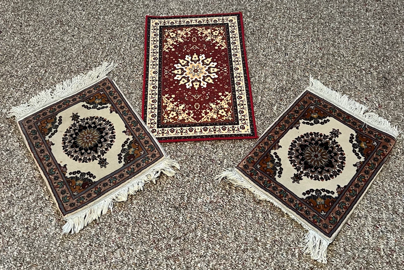 Handcrafted Wool & Silk Persian Mini Rugs – Set of 3