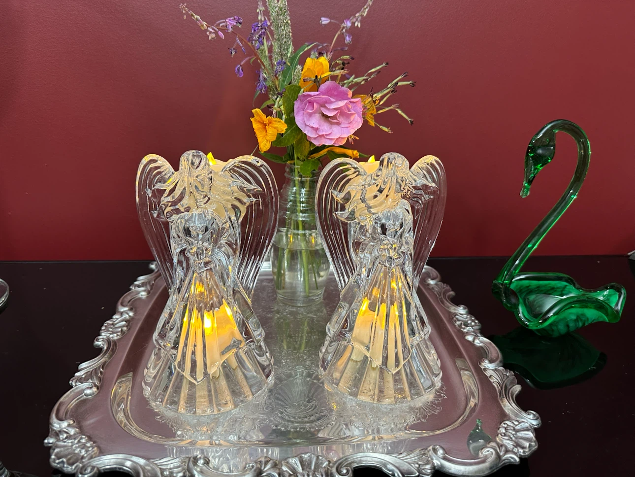 Vintage St. George Crystal Angel Candle Holders/Set of 2