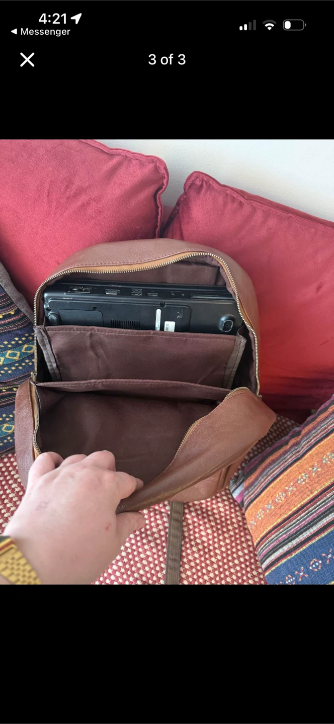 Handmade Brown Leather Laptop Backpack - photo 3
