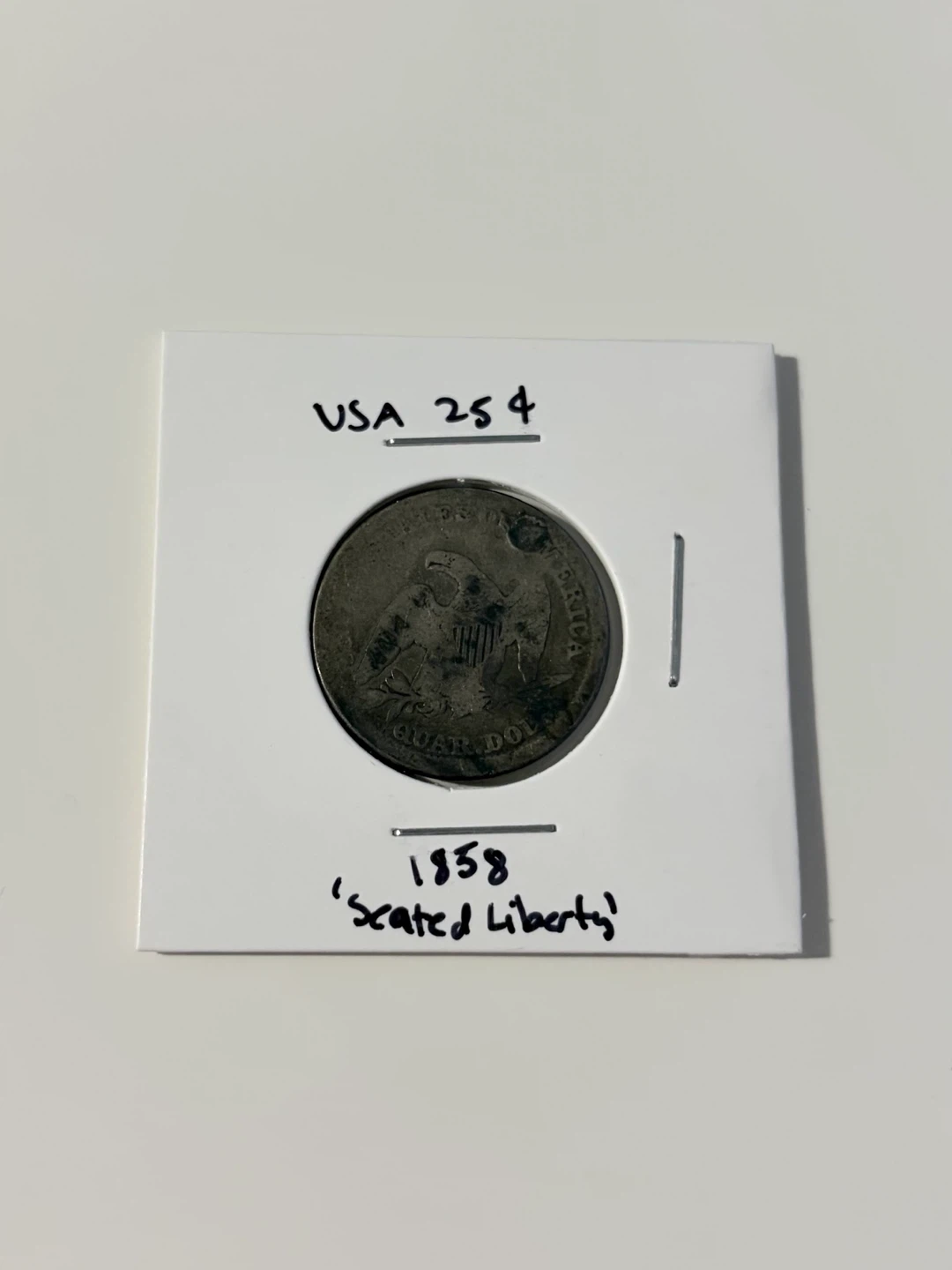 USA 1858 Quarter Dollar Seated Liberty Silver Coin