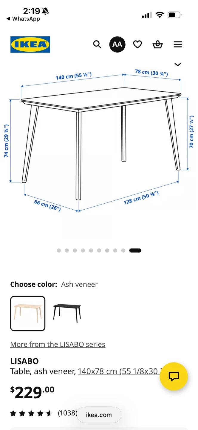 IKEA LISABO Dining Table – 140 × 78 cm - photo 4