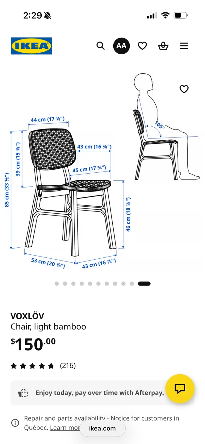 IKEA VOXLÖV Bamboo Dining Chairs – Set of 2 - photo 5