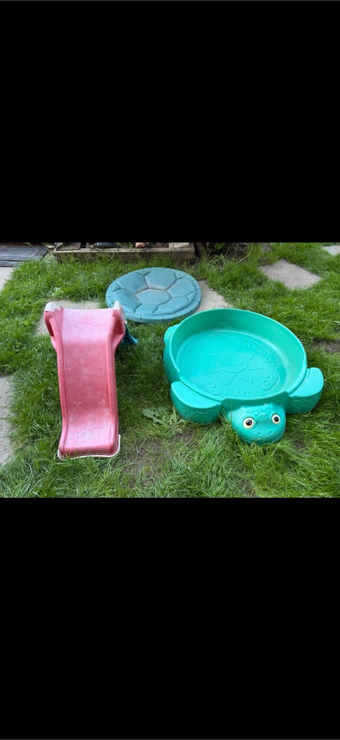 Slide and Sandbox/Pool with Sandcastle Toys Included