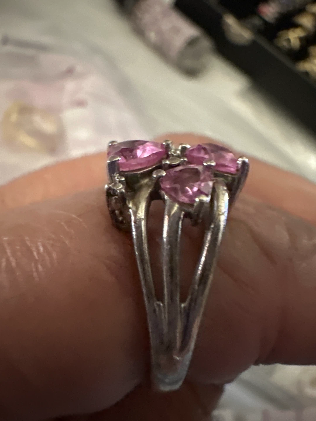 Silver Ring with Pink Stones - photo 2