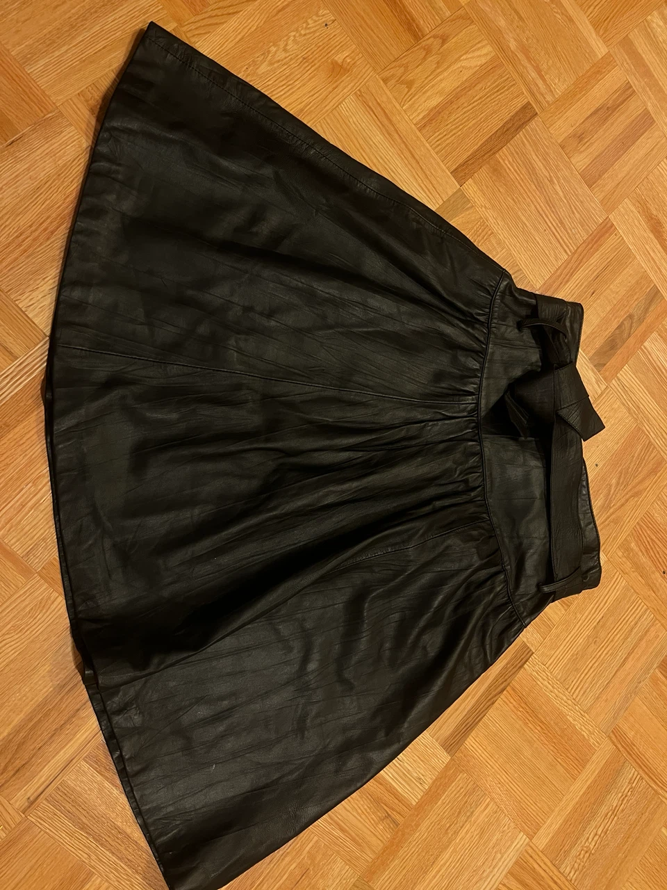 Black Leather Skirt with Belt