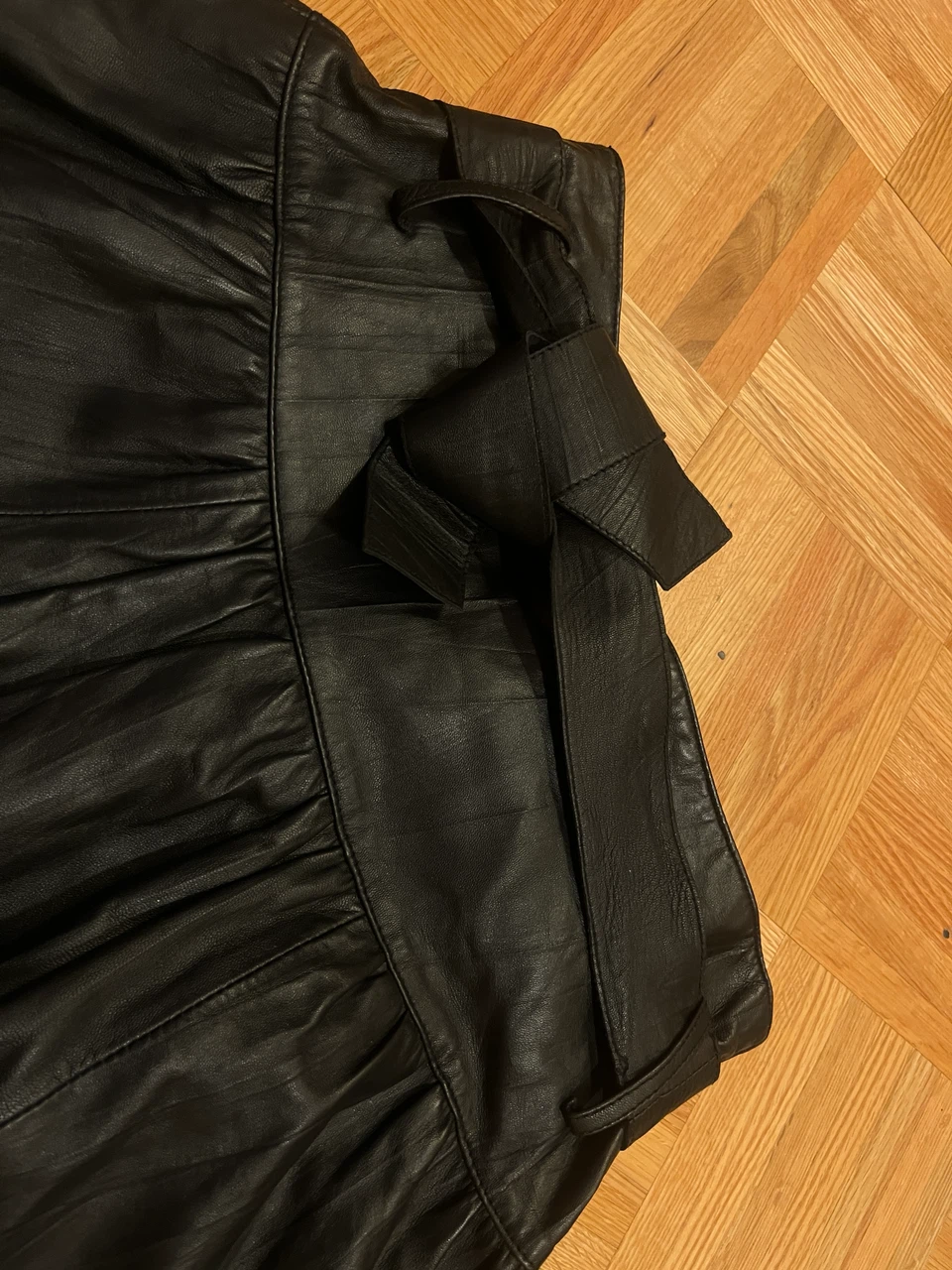 Black Leather Skirt with Belt - photo 2