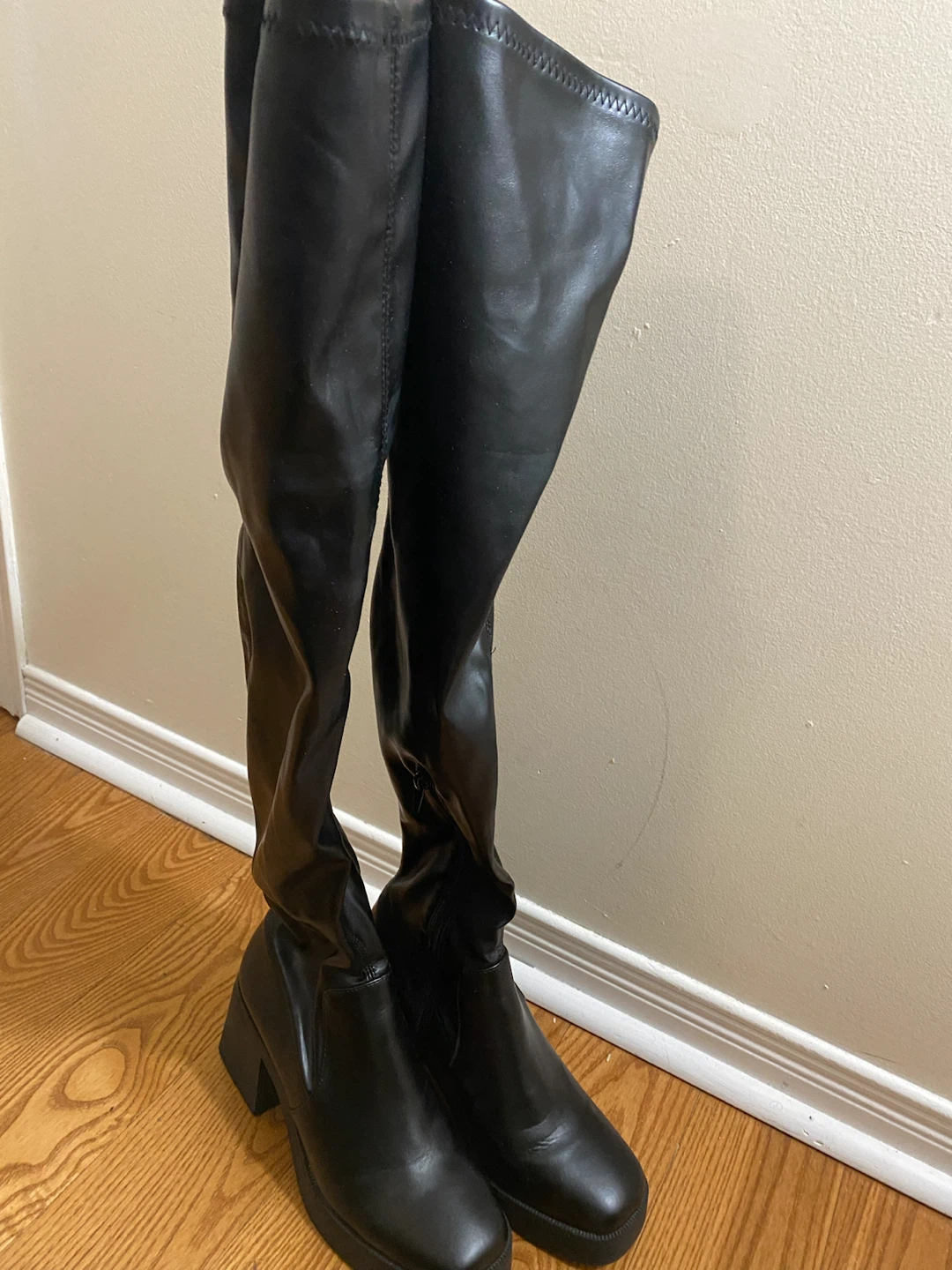 Black Platform Chunky Heel Boots - photo 3