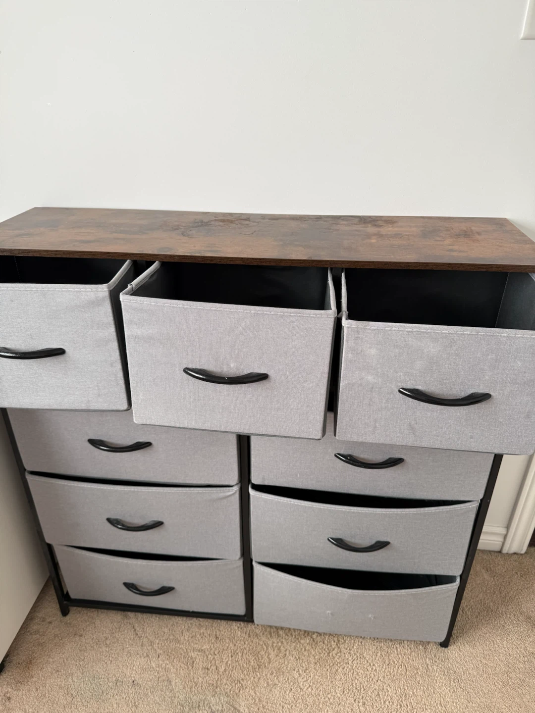 Fabric Dresser with Wood Top