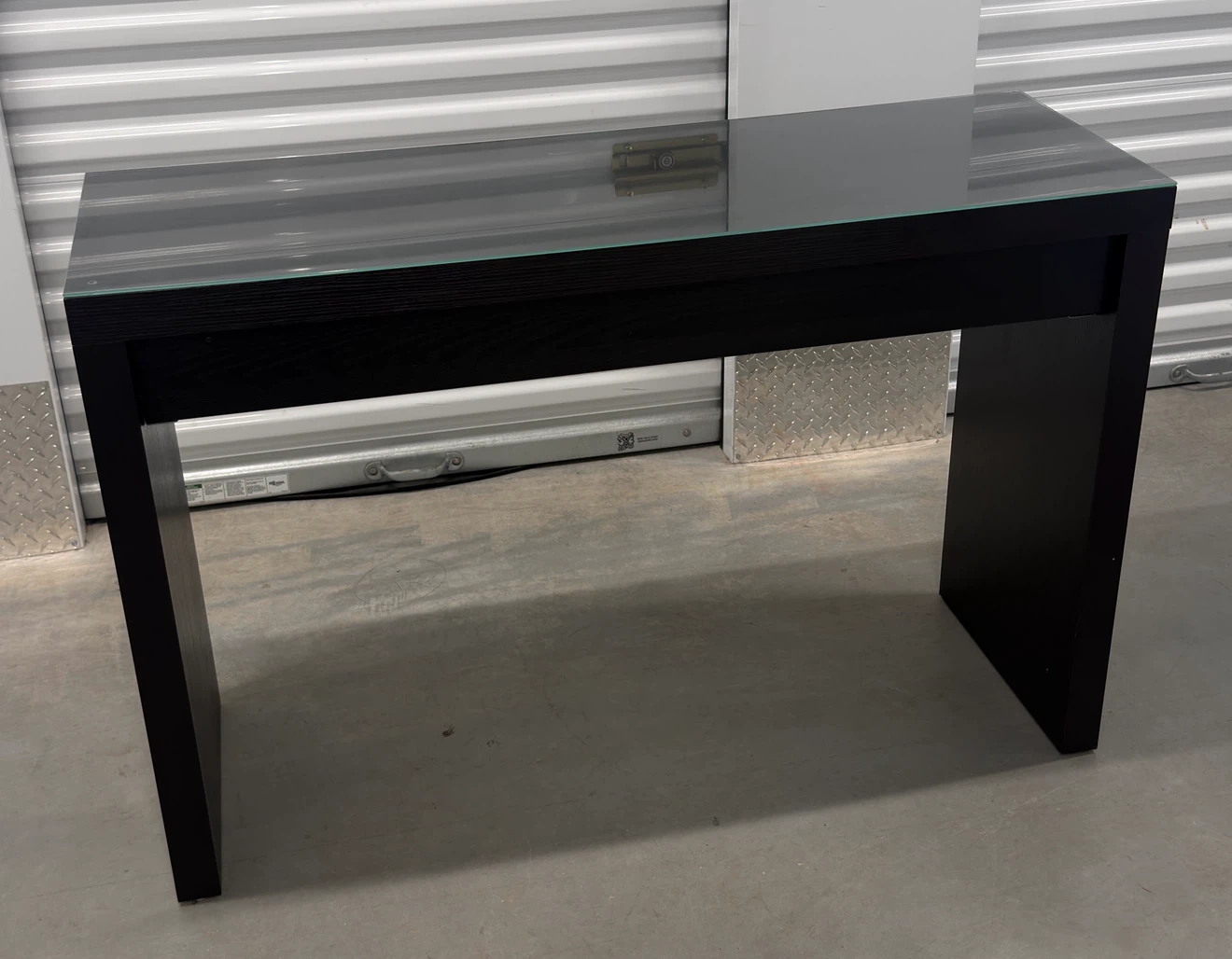 Black Glass Console Table with Drawer – Entryway/Sofa Table - photo 2