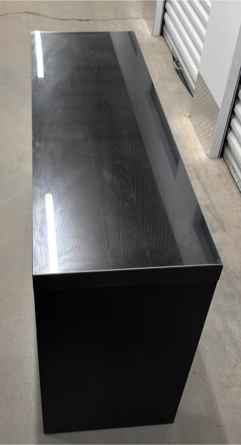 Black Glass Console Table with Drawer – Entryway/Sofa Table - photo 3