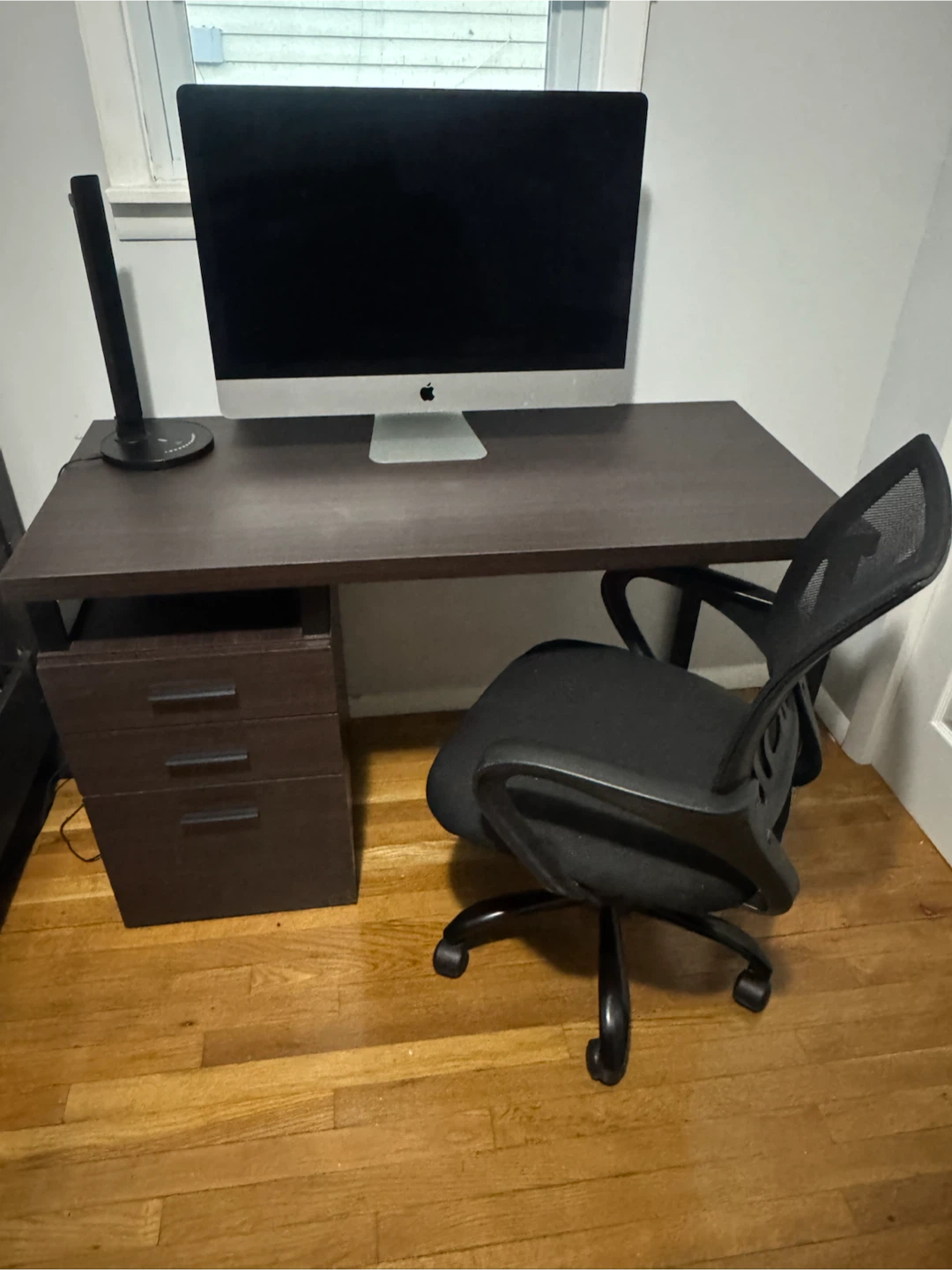 Dark Wood Desk with Drawers and Chair - photo 3