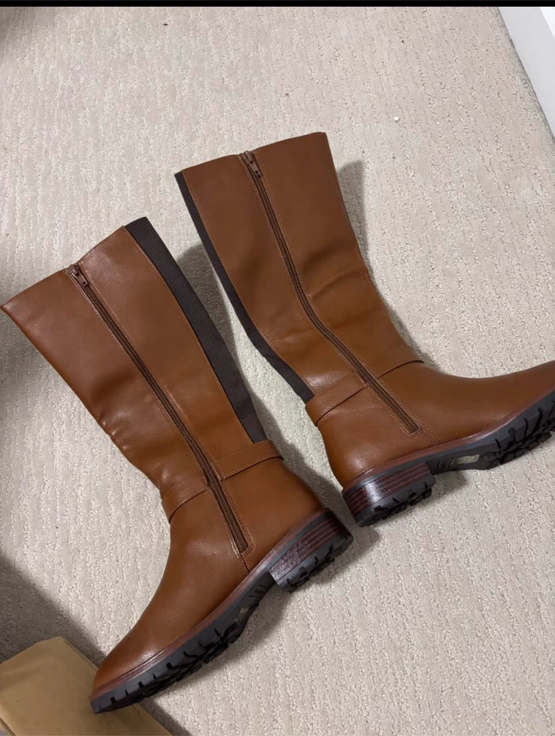 Brown Faux Leather Knee-High Boots - photo 2