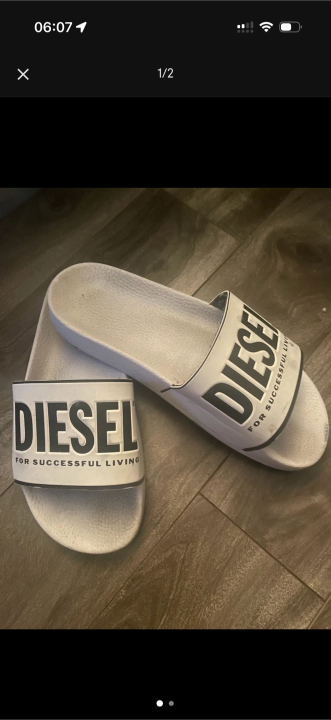 Italian Brand Diesel White Slides