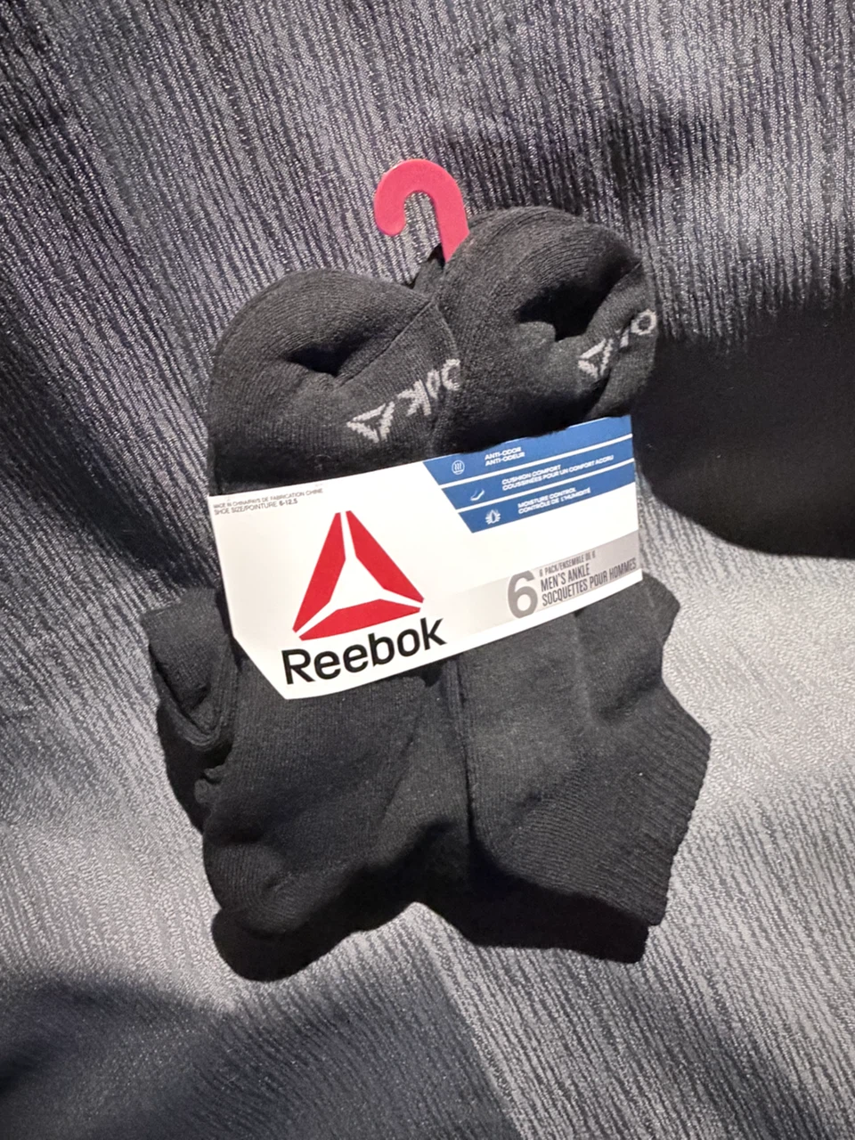 Reebok Men's Black Ankle Socks - 6 Pack