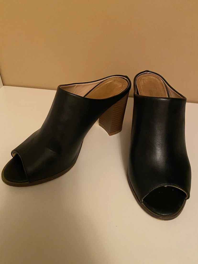 Black Peep-Toe Mules - photo 2