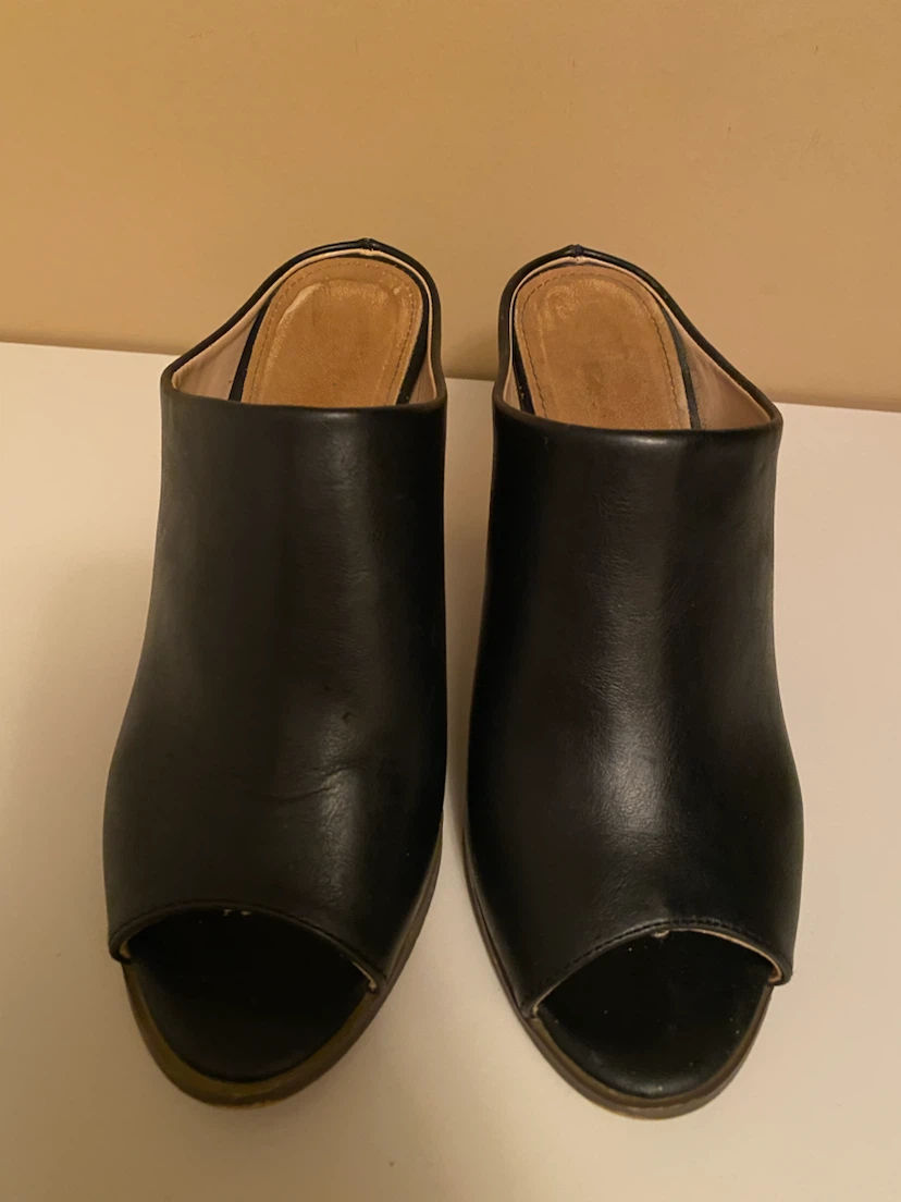 Black Peep-Toe Mules - photo 3