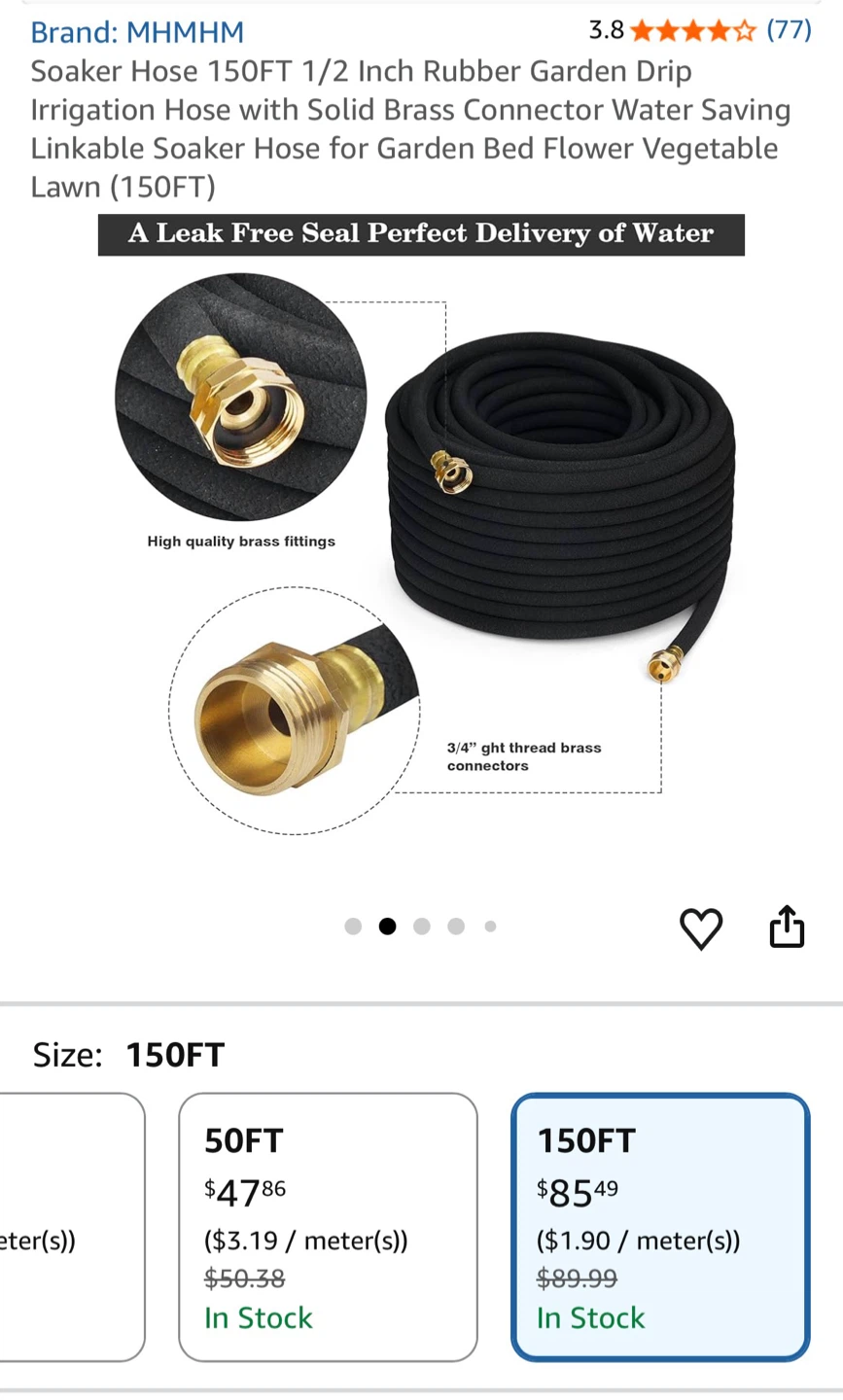 MHMHM Soaker Hose 150FT 1/2 Inch - photo 4